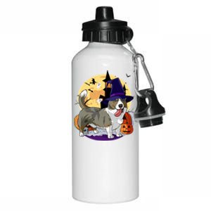 Cardigan Welsh Corgi Cute Dog Halloween Witch Pumpkin Cute Gift Aluminum Water Bottle