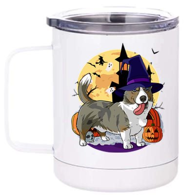 Cardigan Welsh Corgi Cute Dog Halloween Witch Pumpkin Cute Gift 12 oz Stainless Steel Tumbler Cup