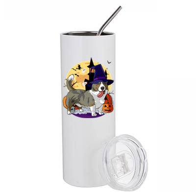 Cardigan Welsh Corgi Cute Dog Halloween Witch Pumpkin Cute Gift Stainless Steel Tumbler