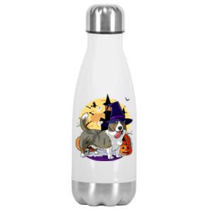 Cardigan Welsh Corgi Cute Dog Halloween Witch Pumpkin Cute Gift Stainless Steel Insulated Water Bottle