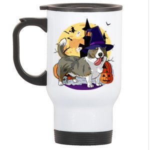 Cardigan Welsh Corgi Cute Dog Halloween Witch Pumpkin Cute Gift Stainless Steel Travel Mug