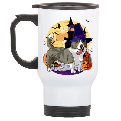 Cardigan Welsh Corgi Cute Dog Halloween Witch Pumpkin Cute Gift Stainless Steel Travel Mug