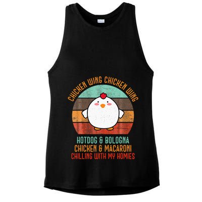 Chicken Wing Chicken Wing Song Lyric Hot Dog Bologna Ladies PosiCharge Tri-Blend Wicking Tank