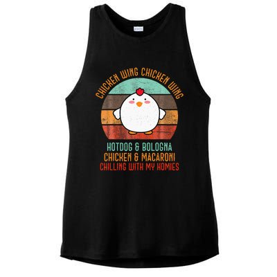 Chicken Wing Chicken Wing Song Lyric Hot Dog Bologna Ladies PosiCharge Tri-Blend Wicking Tank