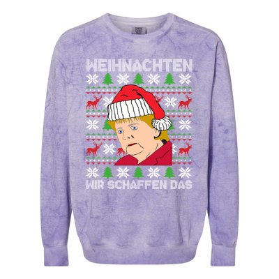 Christmas We Create Angela Merkel Ugly Xmas Gift Colorblast Crewneck Sweatshirt