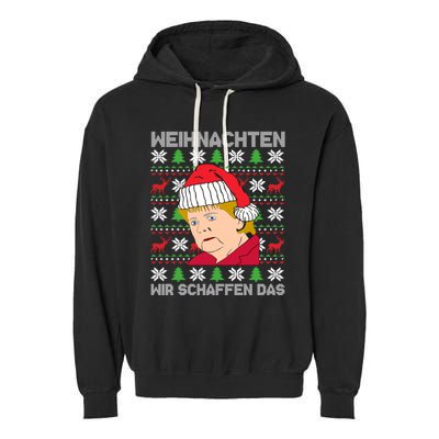 Christmas We Create Angela Merkel Ugly Xmas Gift Garment-Dyed Fleece Hoodie