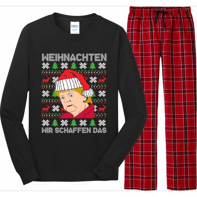 Christmas We Create Angela Merkel Ugly Xmas Gift Long Sleeve Pajama Set