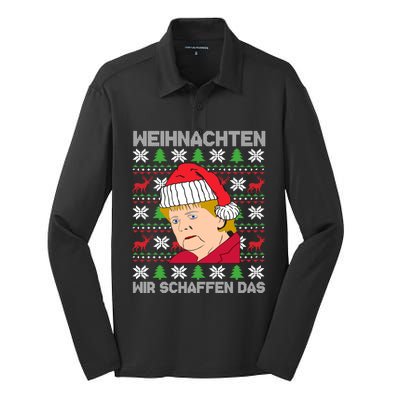 Christmas We Create Angela Merkel Ugly Xmas Gift Silk Touch Performance Long Sleeve Polo