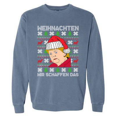 Christmas We Create Angela Merkel Ugly Xmas Gift Garment-Dyed Sweatshirt