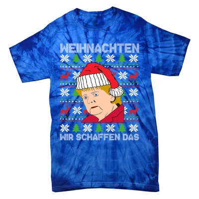 Christmas We Create Angela Merkel Ugly Xmas Gift Tie-Dye T-Shirt