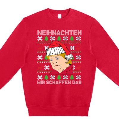 Christmas We Create Angela Merkel Ugly Xmas Gift Premium Crewneck Sweatshirt