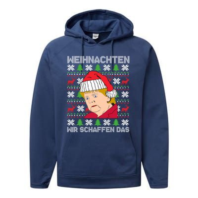 Christmas We Create Angela Merkel Ugly Xmas Gift Performance Fleece Hoodie