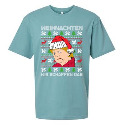 Christmas We Create Angela Merkel Ugly Xmas Gift Sueded Cloud Jersey T-Shirt