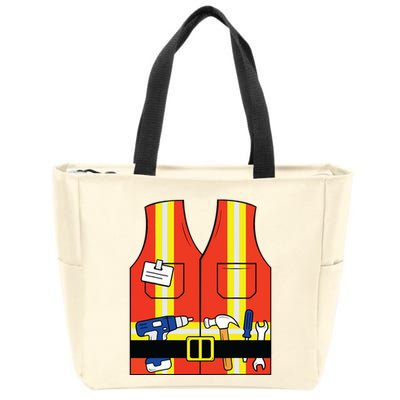 Construction Worker Costume Orange Safety Vest Tools Zip Tote Bag
