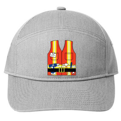 Construction Worker Costume Orange Safety Vest Tools 7-Panel Snapback Hat