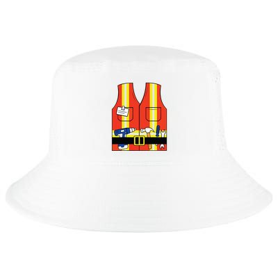 Construction Worker Costume Orange Safety Vest Tools Cool Comfort Performance Bucket Hat