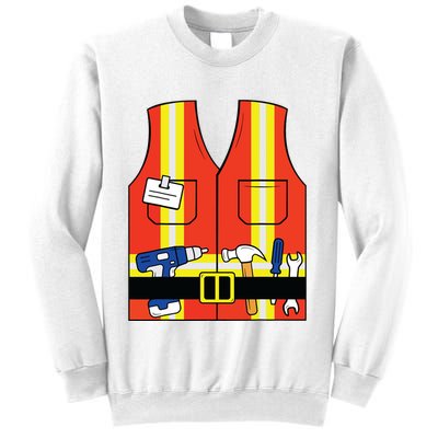 Construction Worker Costume Orange Safety Vest Tools Sweatshirt