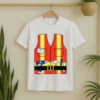 Construction Worker Costume Orange Safety Vest Tools T-Shirt