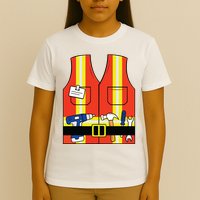 Construction Worker Costume Orange Safety Vest Tools T-Shirt