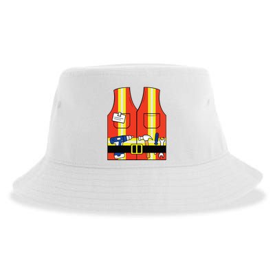 Construction Worker Costume Orange Safety Vest Tools Sustainable Bucket Hat