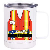 Construction Worker Costume Orange Safety Vest Tools 12 oz Stainless Steel Tumbler Cup