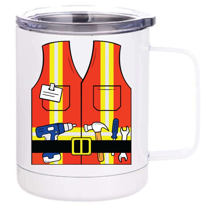 Construction Worker Costume Orange Safety Vest Tools 12 oz Stainless Steel Tumbler Cup