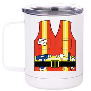 Construction Worker Costume Orange Safety Vest Tools 12 oz Stainless Steel Tumbler Cup