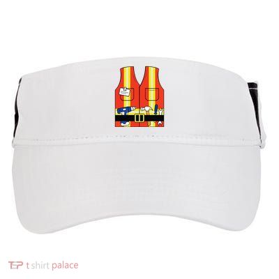 Construction Worker Costume Orange Safety Vest Tools Adult Drive Performance Visor