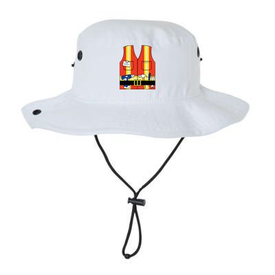 Construction Worker Costume Orange Safety Vest Tools Bucket Hat
