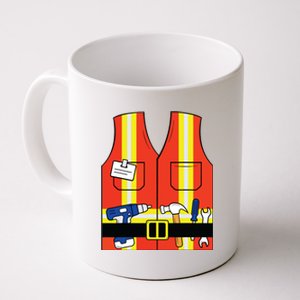 Construction Worker Costume Orange Safety Vest Tools Coffee Mug