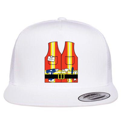 Construction Worker Costume Orange Safety Vest Tools Flatbill Hat