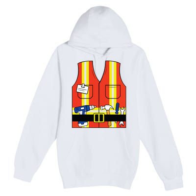 Construction Worker Costume Orange Safety Vest Tools Premium Pullover Hoodie