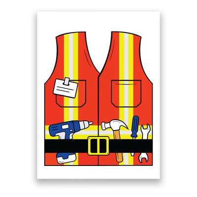 Construction Worker Costume Orange Safety Vest Tools Poster