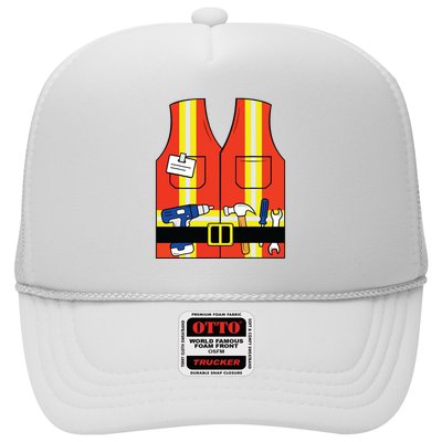 Construction Worker Costume Orange Safety Vest Tools Trucker Hat
