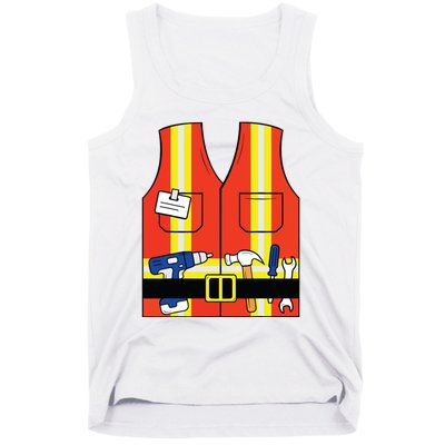 Construction Worker Costume Orange Safety Vest Tools Tank Top