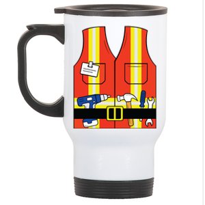 Construction Worker Costume Orange Safety Vest Tools Stainless Steel Travel Mug