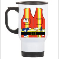 Construction Worker Costume Orange Safety Vest Tools Stainless Steel Travel Mug