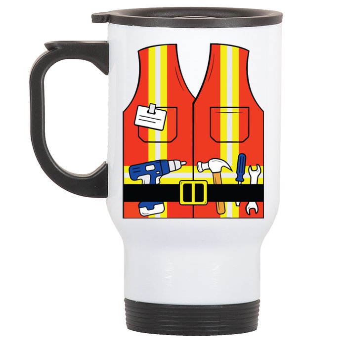 Construction Worker Costume Orange Safety Vest Tools Stainless Steel Travel Mug