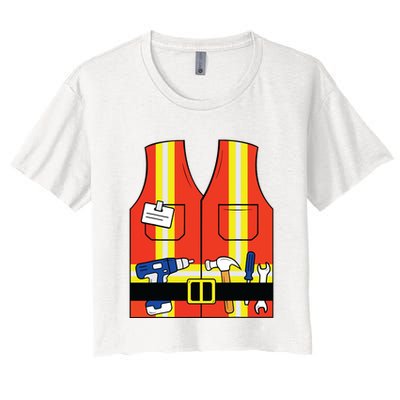 Construction Worker Costume Orange Safety Vest Tools Crop Top