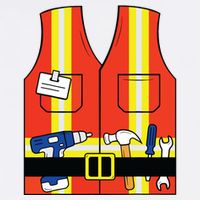 Construction Worker Costume Orange Safety Vest Tools Women's Crop Top Tee