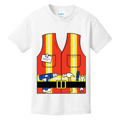 Construction Worker Costume Orange Safety Vest Tools Kids T-Shirt