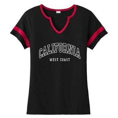 California West Coast Throwback Design Ladies Halftime Notch Neck Tee