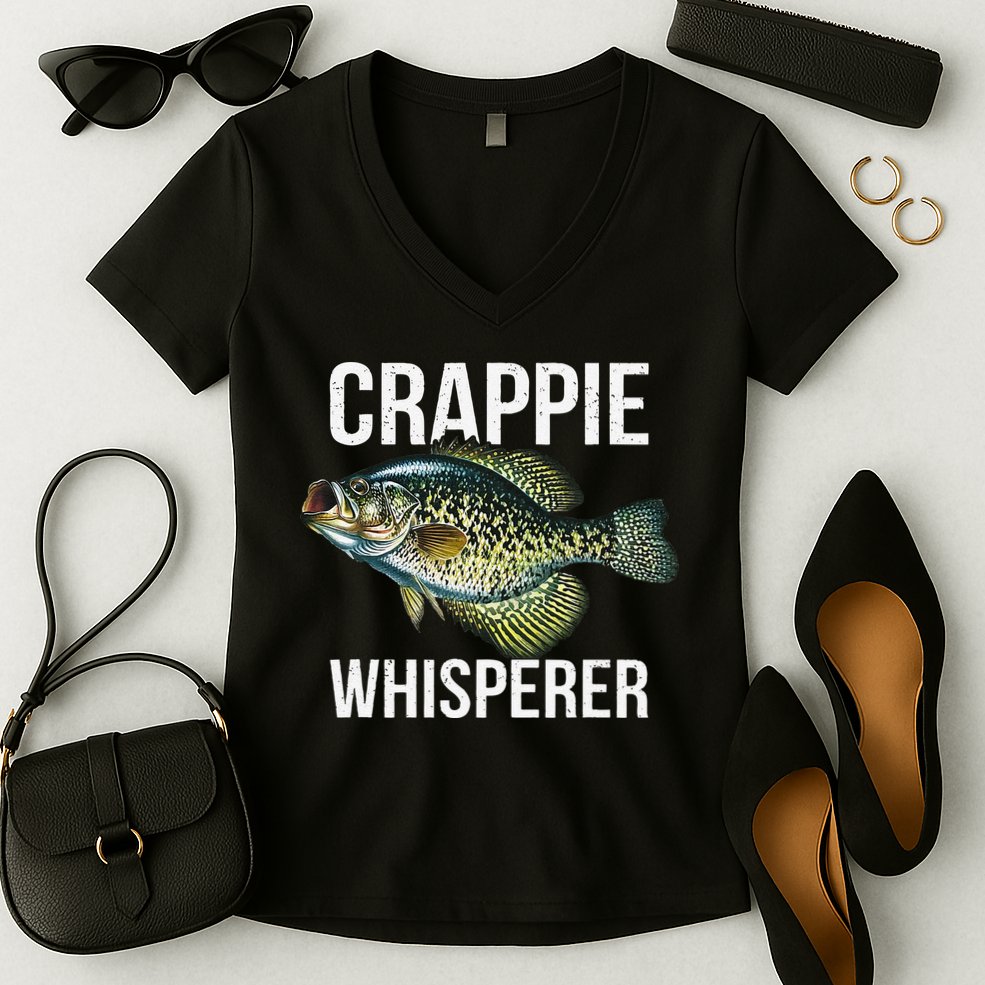 Crappie Whisperer Crappie Fishing Gift Women's V-Neck T-Shirt