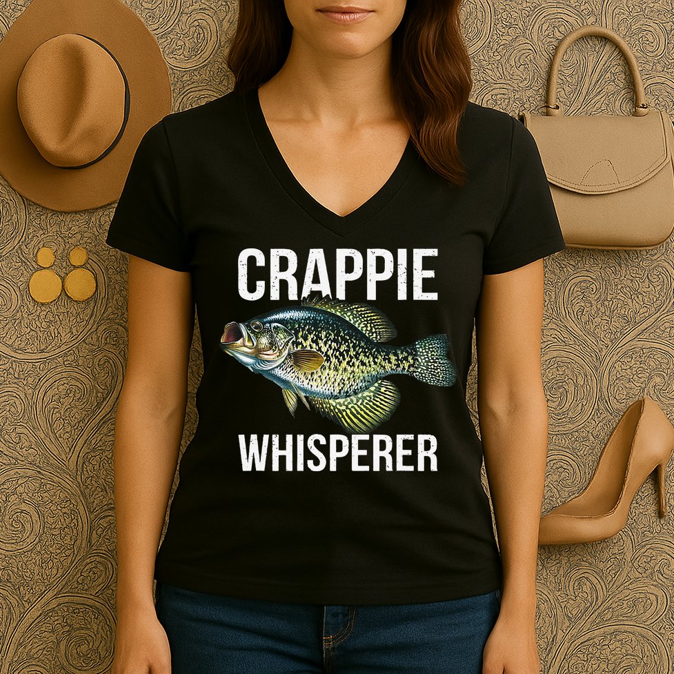 Crappie Whisperer Crappie Fishing Gift Women's V-Neck T-Shirt