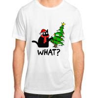 Cat What Christmas Tree Xmas Light Santa Hat Funny Black Cat Adult ChromaSoft Performance T-Shirt