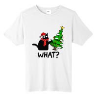 Cat What Christmas Tree Xmas Light Santa Hat Funny Black Cat Tall Fusion ChromaSoft Performance T-Shirt