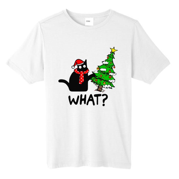 Cat What Christmas Tree Xmas Light Santa Hat Funny Black Cat Tall Fusion ChromaSoft Performance T-Shirt