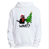 Cat What Christmas Tree Xmas Light Santa Hat Funny Black Cat Urban Pullover Hoodie