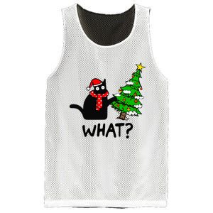 Cat What Christmas Tree Xmas Light Santa Hat Funny Black Cat Mesh Reversible Basketball Jersey Tank