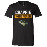 Crappie Whisperer Crappie Fishing V-Neck T-Shirt